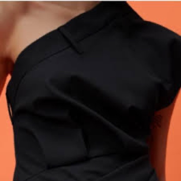 Rare amazing Zara Limited asymmetric black pant top with working zipper NWT - Picture 6 of 13